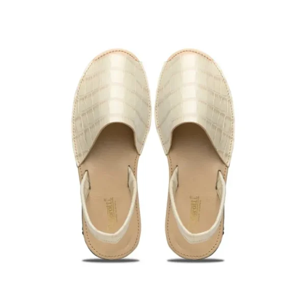 Shop Maseratti Naples Embossed Caiman Minorca Sandals Oryx
