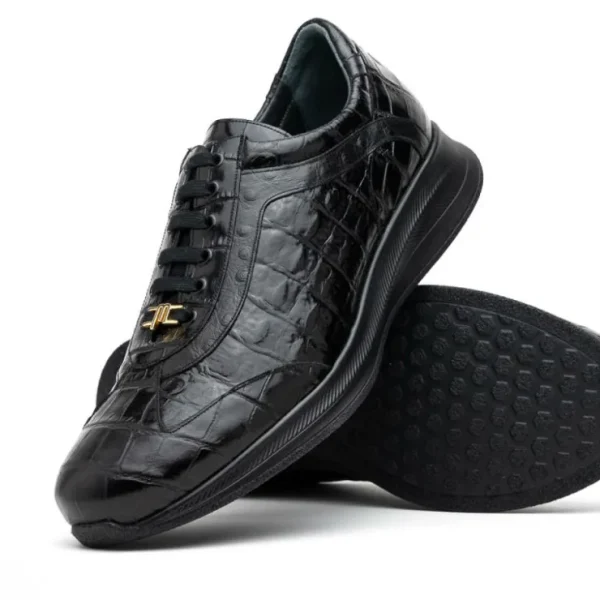 maseratti_vidal__embossed_1-1.webp Discount Maseratti Vidal 6002 Embossed Crocodile / Caiman / Ostrich Sneakers Black