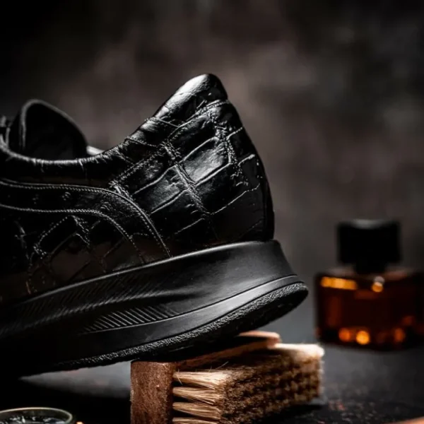 maseratti_vidal__embossed_10-1.webp Discount Maseratti Vidal 6002 Embossed Crocodile / Caiman / Ostrich Sneakers Black
