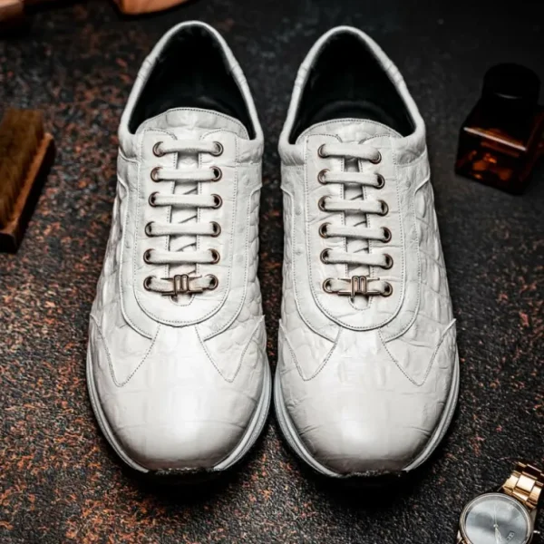 maseratti_vidal__embossed_10-3.webp Clearance Maseratti Vidal 6002 Embossed Crocodile / Caiman / Ostrich Sneakers White