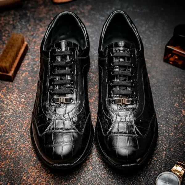 maseratti_vidal__embossed_11-1.webp Discount Maseratti Vidal 6002 Embossed Crocodile / Caiman / Ostrich Sneakers Black