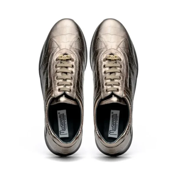 Clearance Maseratti Vidal 6002 Embossed Crocodile Sneakers (Limited Edition) Gold