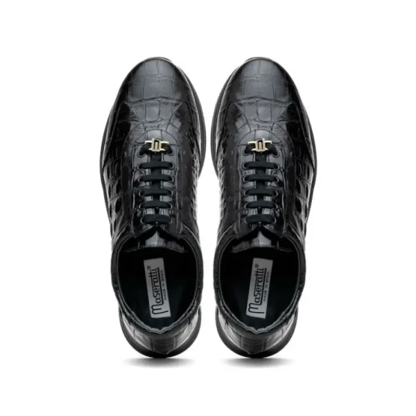 maseratti_vidal__embossed_3-1.webp Discount Maseratti Vidal 6002 Embossed Crocodile / Caiman / Ostrich Sneakers Black