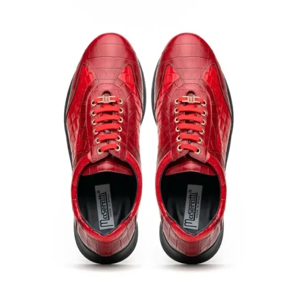 maseratti_vidal__embossed_3-2.webp Fashion Maseratti Vidal 6002 Embossed Crocodile / Caiman Sneakers (Limited Edition) Red