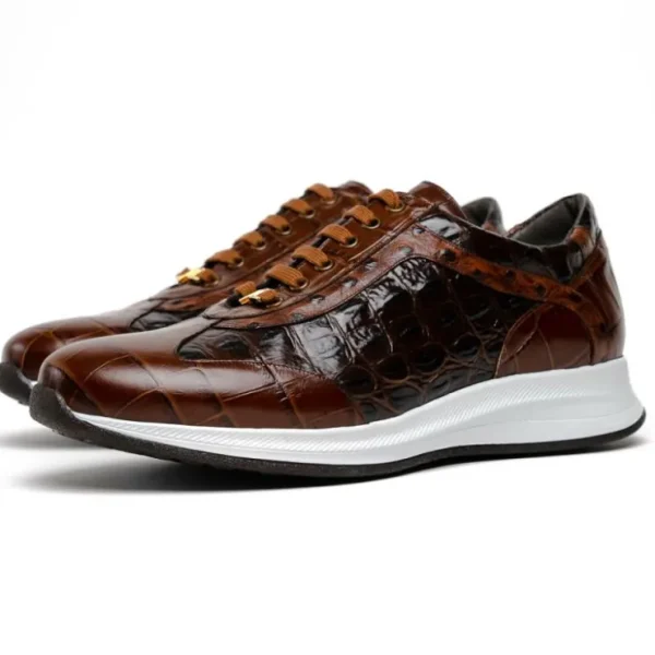 maseratti_vidal__embossed_4.webp Flash Sale Maseratti Vidal 6002 Embossed Crocodile / Caiman / Ostrich Sneakers Brown