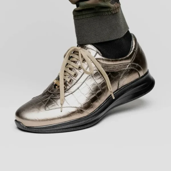 Clearance Maseratti Vidal 6002 Embossed Crocodile Sneakers (Limited Edition) Gold