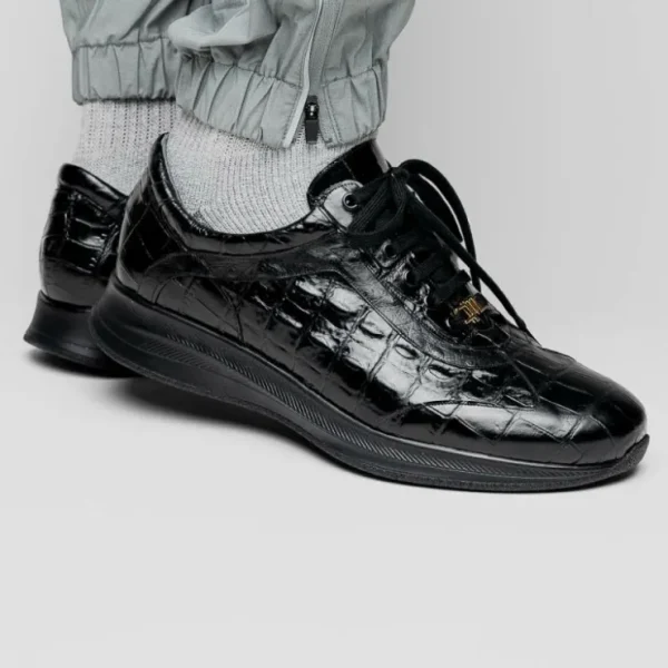 maseratti_vidal__embossed_6-1.webp Discount Maseratti Vidal 6002 Embossed Crocodile / Caiman / Ostrich Sneakers Black