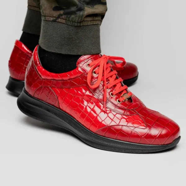 maseratti_vidal__embossed_6-2.webp Fashion Maseratti Vidal 6002 Embossed Crocodile / Caiman Sneakers (Limited Edition) Red