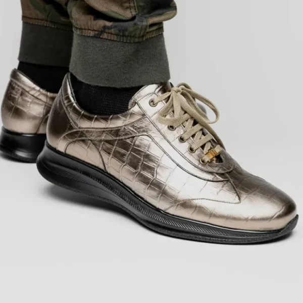 Clearance Maseratti Vidal 6002 Embossed Crocodile Sneakers (Limited Edition) Gold