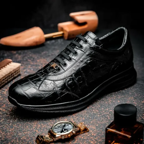 maseratti_vidal__embossed_8-1.webp Discount Maseratti Vidal 6002 Embossed Crocodile / Caiman / Ostrich Sneakers Black