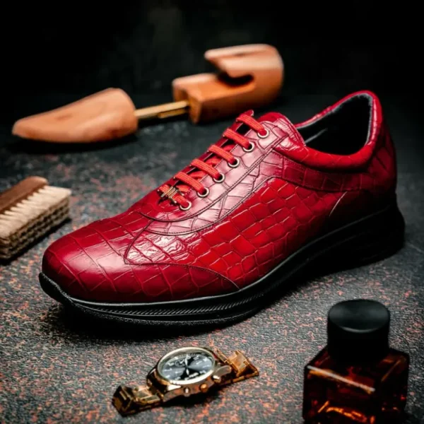 maseratti_vidal__embossed_8-2.webp Fashion Maseratti Vidal 6002 Embossed Crocodile / Caiman Sneakers (Limited Edition) Red
