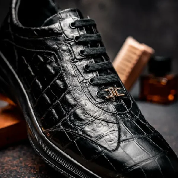 maseratti_vidal__embossed_9-1.webp Discount Maseratti Vidal 6002 Embossed Crocodile / Caiman / Ostrich Sneakers Black