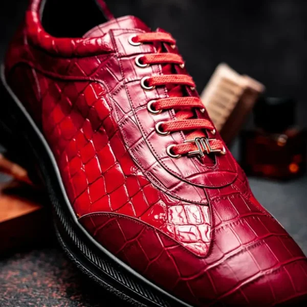 maseratti_vidal__embossed_9-2.webp Fashion Maseratti Vidal 6002 Embossed Crocodile / Caiman Sneakers (Limited Edition) Red