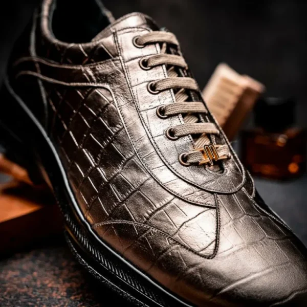 Clearance Maseratti Vidal 6002 Embossed Crocodile Sneakers (Limited Edition) Gold
