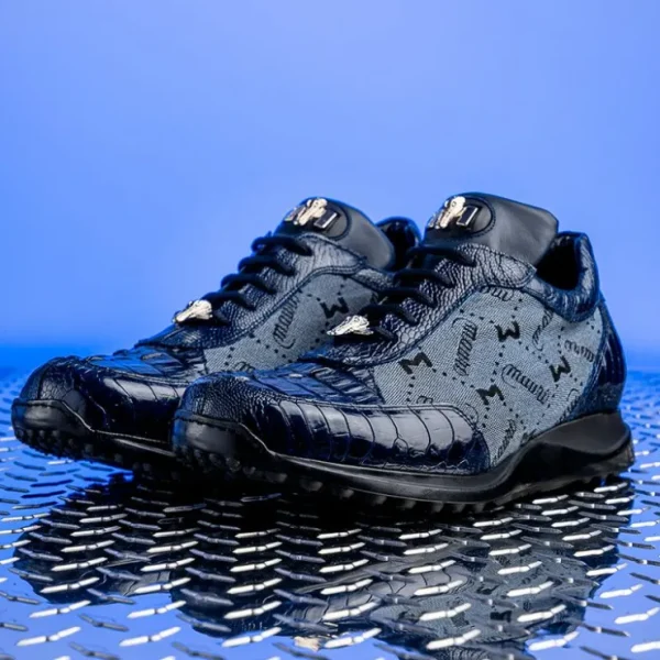 mauri___ostrich_leg__horn_2.webp New Mauri 8741 2 Ostrich Leg / Hornback Crown / Fabric Sneakers Blue