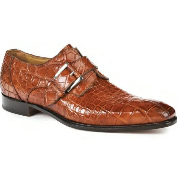 Outlet Mauri 4853 Agogna Alligator Monk Strap Shoes (Special Order) Gold