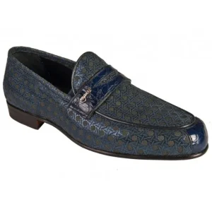 Fashion Mauri 4889/1 Alligator / Fabric Cactus Loafers (Special Order) Blue