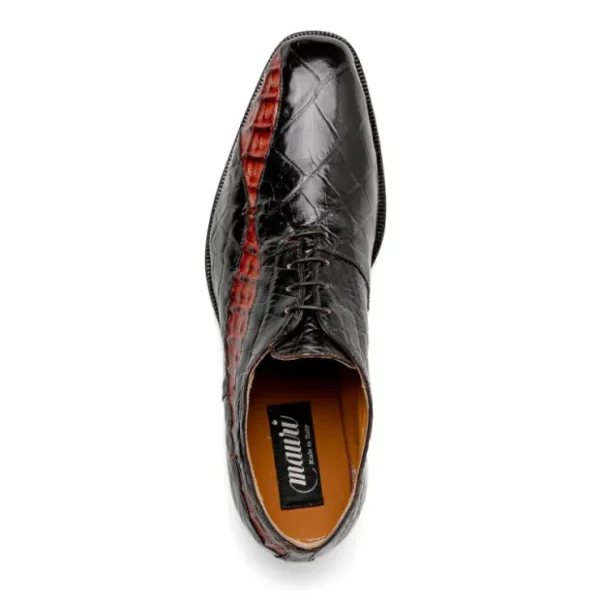 mauri__alligator__hornbac_2-1.webp Clearance Mauri 3227 Alligator / Hornback Oxford Shoes Dark Brown/ Gold DarkBrown/Gold