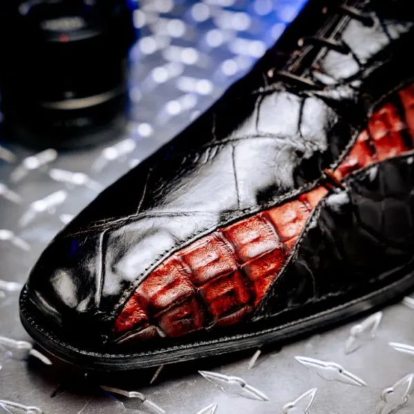 mauri__alligator__hornbac_4-1.webp Clearance Mauri 3227 Alligator / Hornback Oxford Shoes Dark Brown/ Gold DarkBrown/Gold