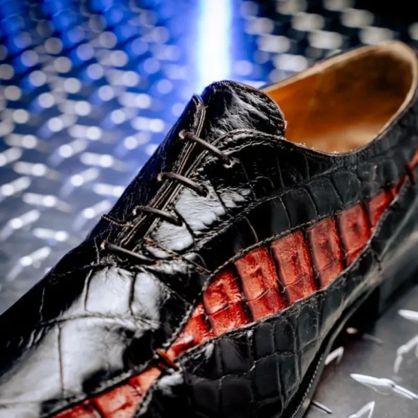 mauri__alligator__hornbac_5-1.webp Clearance Mauri 3227 Alligator / Hornback Oxford Shoes Dark Brown/ Gold DarkBrown/Gold