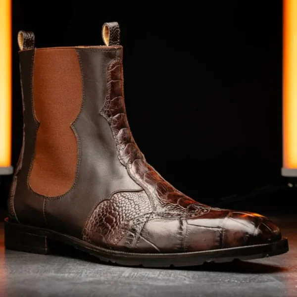 mauri__alligator__ostrich_3.webp Best Sale Mauri 1092 Alligator / Ostrich Leg Chelsea Boots Sport Rust SportRust