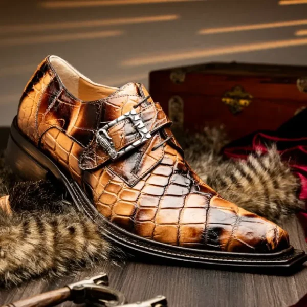 mauri__alligator_monk_str_3.webp Hot Mauri 44166/2 Alligator Monk Strap Dune Smoke T. Moro (Special Order) DuneSmokeT.Moro