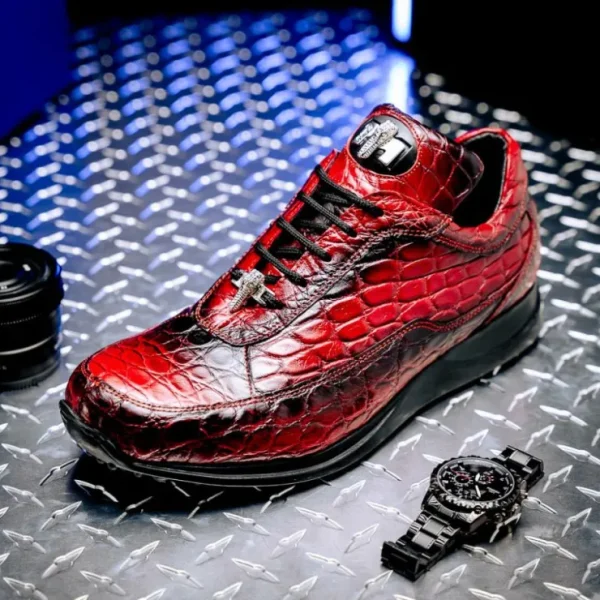 mauri__alligator_nappa_sn_3.webp Store Mauri 8900/2 Alligator/ Nappa Sneakers Red/ Dirty Black Red/DirtyBlack