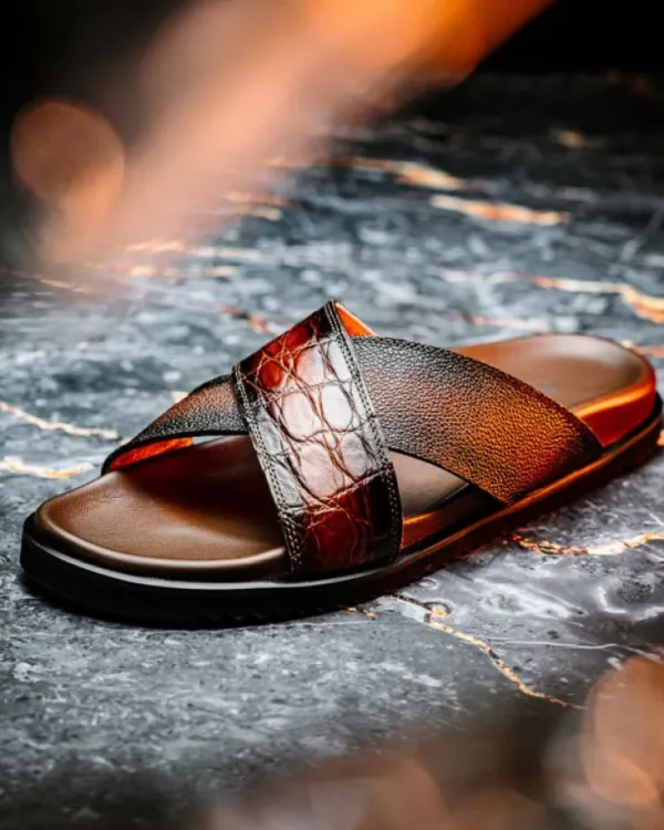 Clearance Mauri 5134 Alligator Time Sandals Cognac / Dirty T. Moro