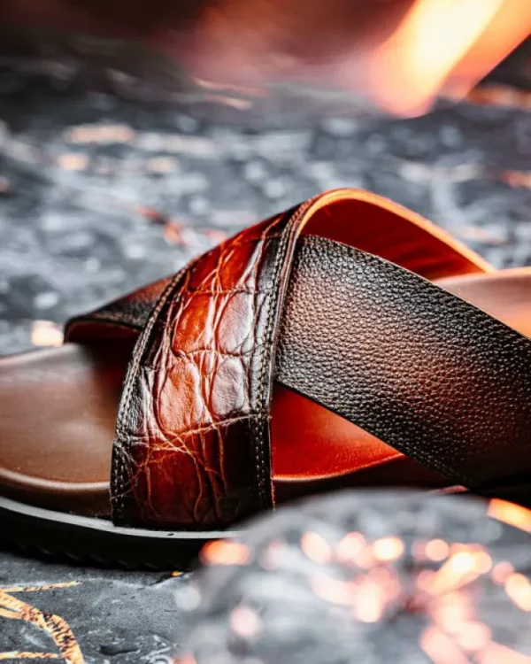 Clearance Mauri 5134 Alligator Time Sandals Cognac / Dirty T. Moro