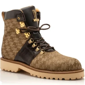 Fashion Mauri 3272 Baby Croc / Ostrich Leg / Double M. Fabric Boots Sport Rust & Beige SportRust&Beige