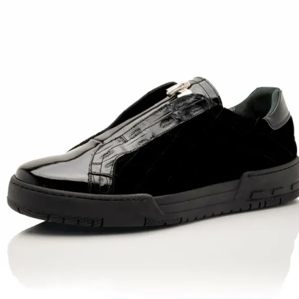 mauri__baby_croc__quilted_0.webp Cheap Mauri 8478/10 Baby Croc / Quilted Velvet / Patent Sneaker Black