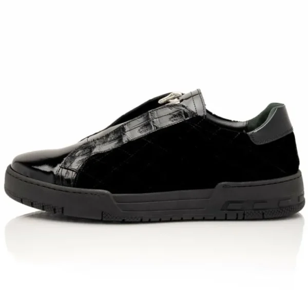 mauri__baby_croc__quilted_1.webp Cheap Mauri 8478/10 Baby Croc / Quilted Velvet / Patent Sneaker Black