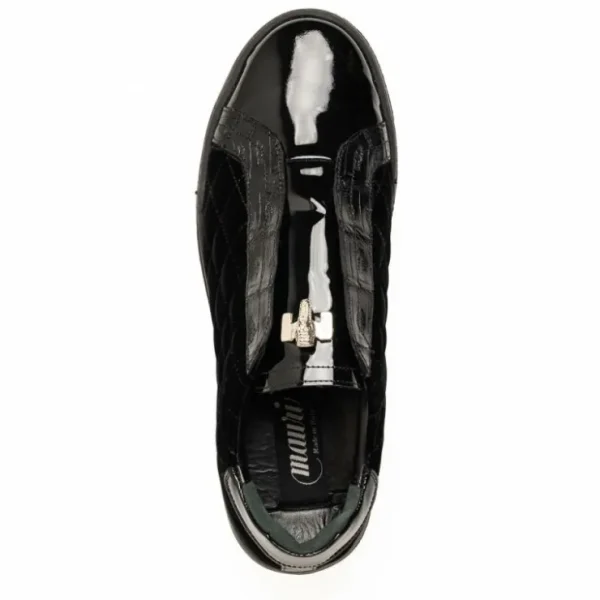 mauri__baby_croc__quilted_2.webp Cheap Mauri 8478/10 Baby Croc / Quilted Velvet / Patent Sneaker Black