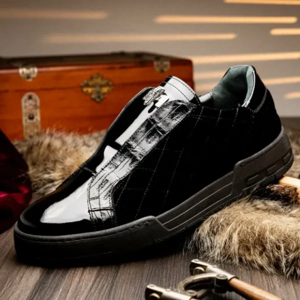 mauri__baby_croc__quilted_3.webp Cheap Mauri 8478/10 Baby Croc / Quilted Velvet / Patent Sneaker Black