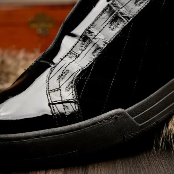 mauri__baby_croc__quilted_4.webp Cheap Mauri 8478/10 Baby Croc / Quilted Velvet / Patent Sneaker Black
