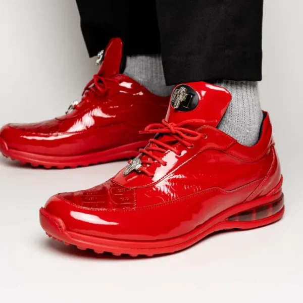 Sale Mauri 8900/2 Baby Crocodile / Embossed Patent Sneakers Red