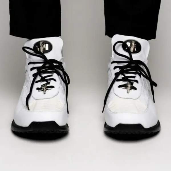 mauri__baby_crocodile__em_8.webp Fashion Mauri 8900/2 Baby Crocodile / Embossed Nappa Sneakers (Special Order) White