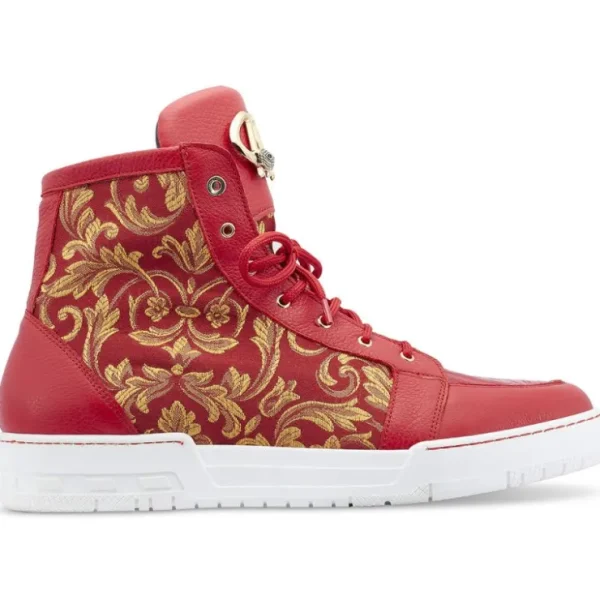 mauri__baby_crocodile_amp_0-2.webp Online Mauri 8437 Baby Crocodile & Fabric Hightop Sneakers Red
