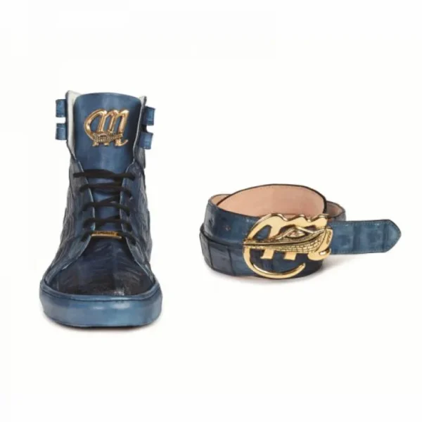 mauri__baby_crocodile_amp_1-3.webp Discount Mauri 6129 Baby Crocodile & Nappa Sneakers Caribbean (Special Order) Blue