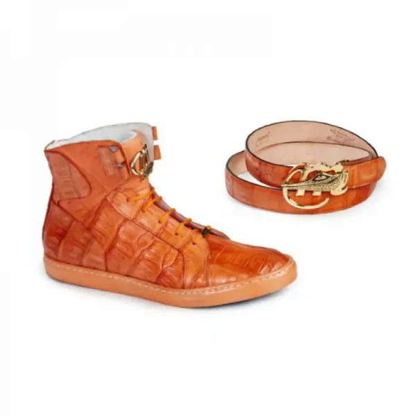 Flash Sale Mauri 6129 Baby Crocodile & Nappa Sneakers (Special Order) Orange