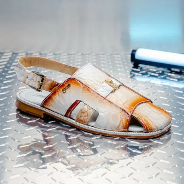 mauri__barbados_alligator_3.webp Hot Mauri 1674/5 Barbados Alligator Sandals White / Dirty Cognac