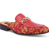 Sale Mauri 4976 Bermuda Gobelins Fabric & Alligator Half Shoes Red