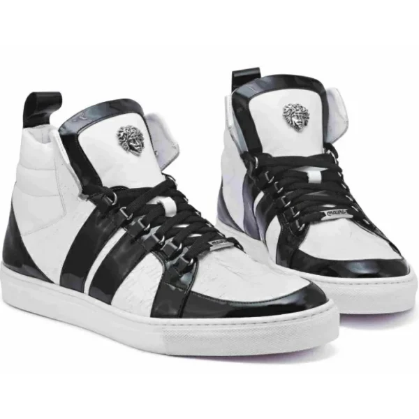 mauri__blackjack_crocodil_0.webp Fashion Mauri 8410 Blackjack Crocodile / Patent / Nappa Sneakers Black/White