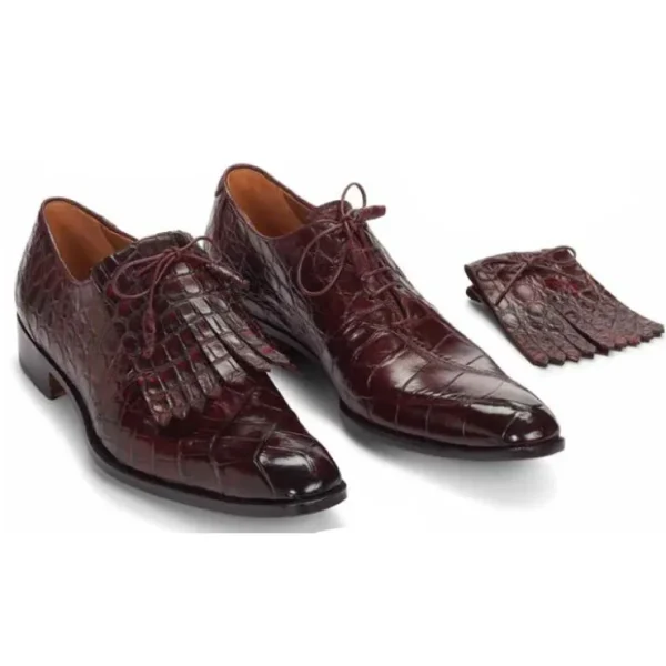 Fashion Mauri 1078 Bligny Alligator Oxfords (SPECIAL ORDER) Burgundy