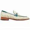 Shop Mauri 4983 Body Alligator & Fabric Loafers Spring Green / Cream / Hunter Green (Special Order)