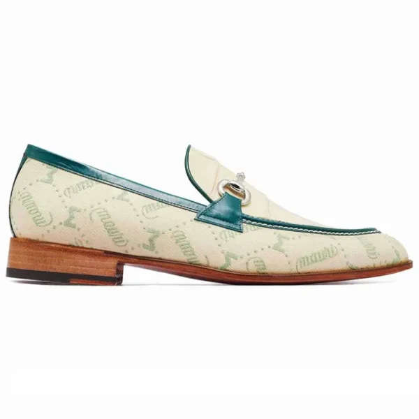 mauri__body_alligator_amp_1.webp Shop Mauri 4983 Body Alligator & Fabric Loafers Spring Green / Cream / Hunter Green (Special Order)