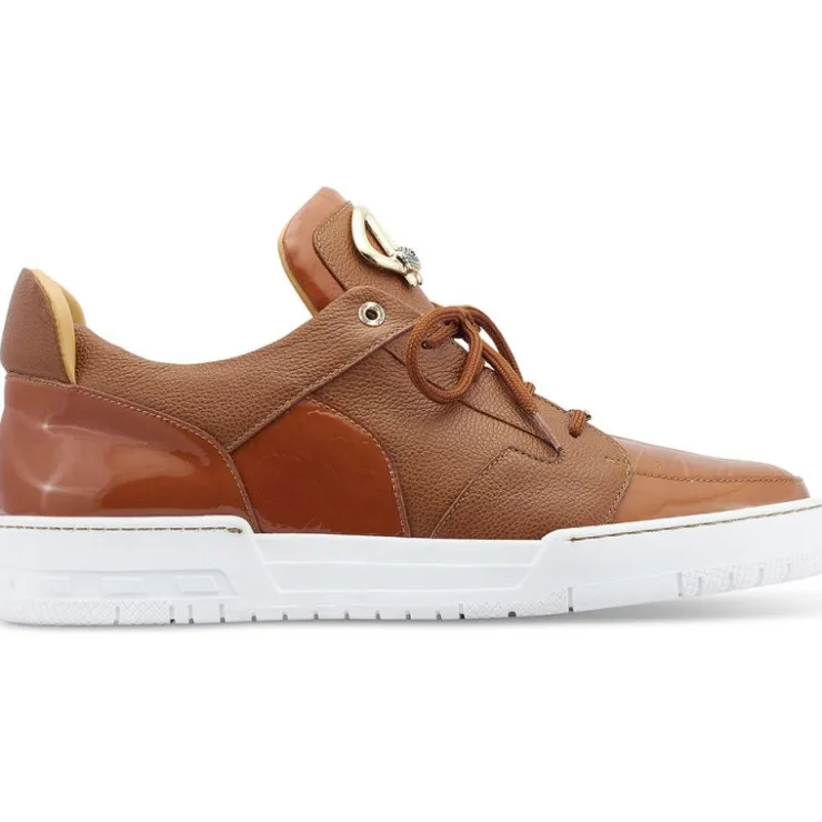 Outlet Mauri 8412/1 Boss Patent & Crocodile Sneakers Cognac