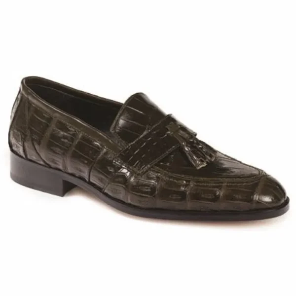 mauri__bramante_crocodile_1.webp New Mauri 4839 Bramante Crocodile & Alligator Tassel Loafers (Special Order) Olive