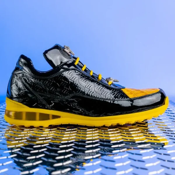 mauri__bubble_crocodile_a_1.webp Shop Mauri 8900/2 Bubble Crocodile & Embossed Sneakers Black/Yellow