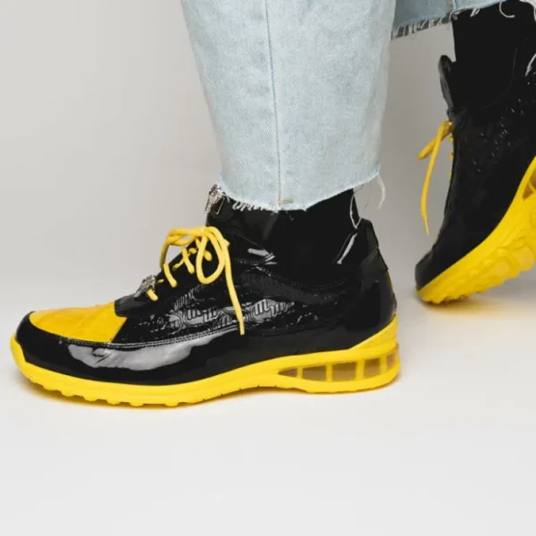 mauri__bubble_crocodile_a_7.webp Shop Mauri 8900/2 Bubble Crocodile & Embossed Sneakers Black/Yellow